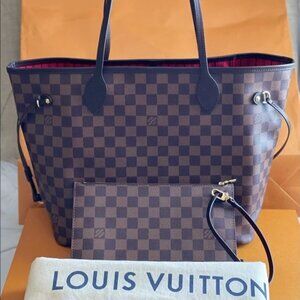 Louis Vuitton N41358 DAMIER EBENE CERISE RED NEVERFULL MM Tote